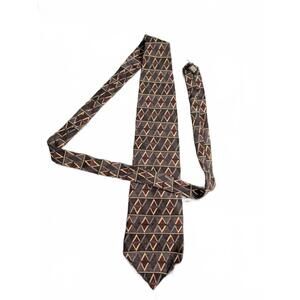 Haggar Collections 100% Silk Tie | Burgundy Gold Geometric Diamond - Vintage